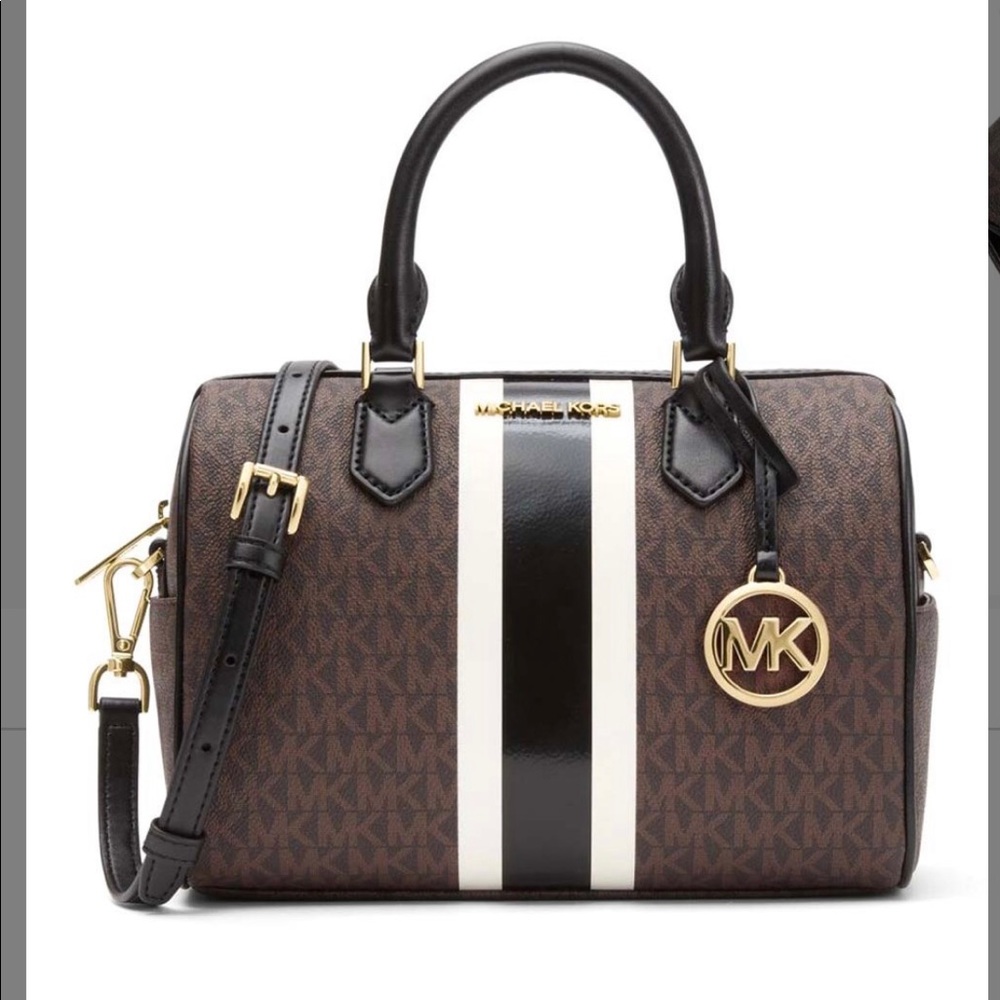 Black Bedford Logo Stripe Satchel